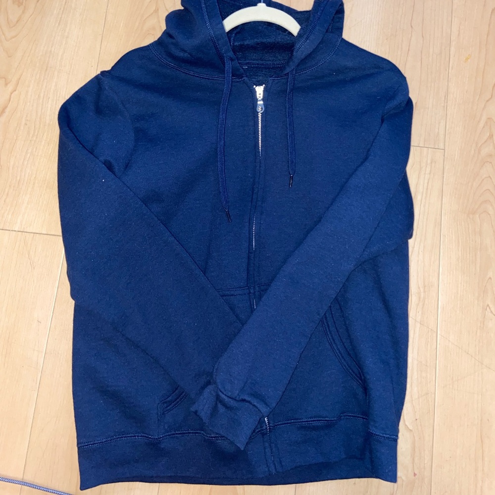 navy blue full length zip up